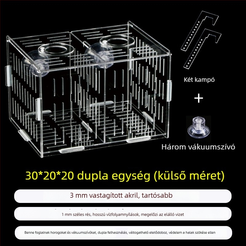 Akril akváriumi inkubáló doboz – többfunkciós, izolált apró halak és garnélák számára, összeszerelt