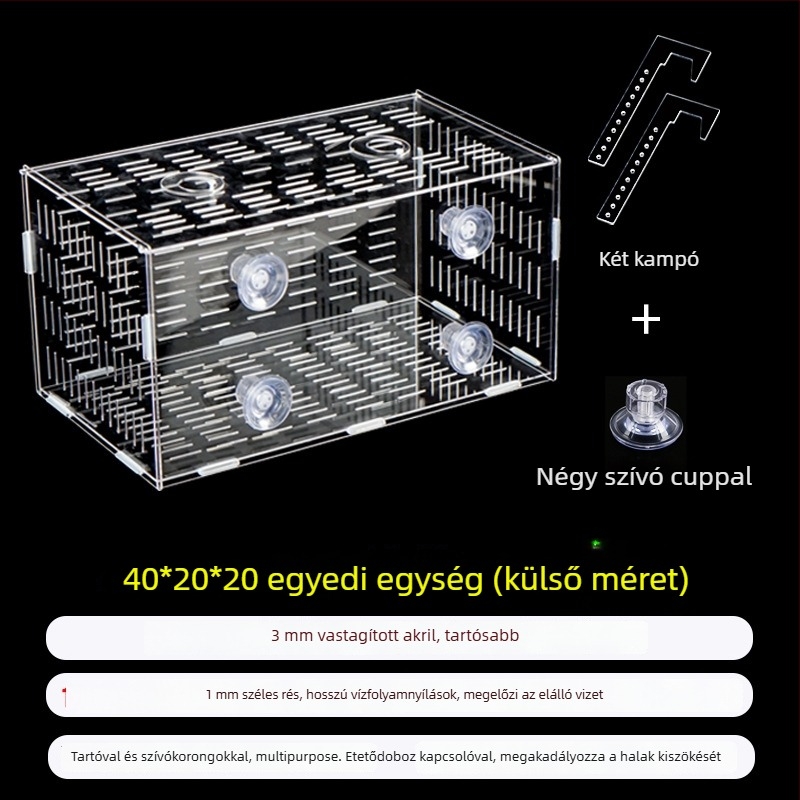 Akril akváriumi inkubáló doboz – többfunkciós, izolált apró halak és garnélák számára, összeszerelt