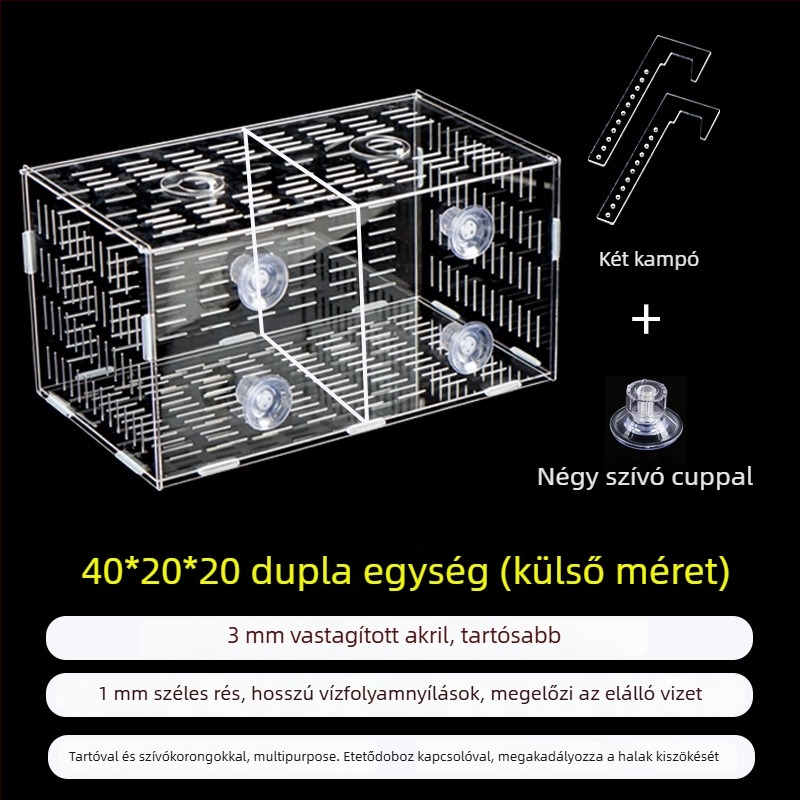 Akril akváriumi inkubáló doboz – többfunkciós, izolált apró halak és garnélák számára, összeszerelt