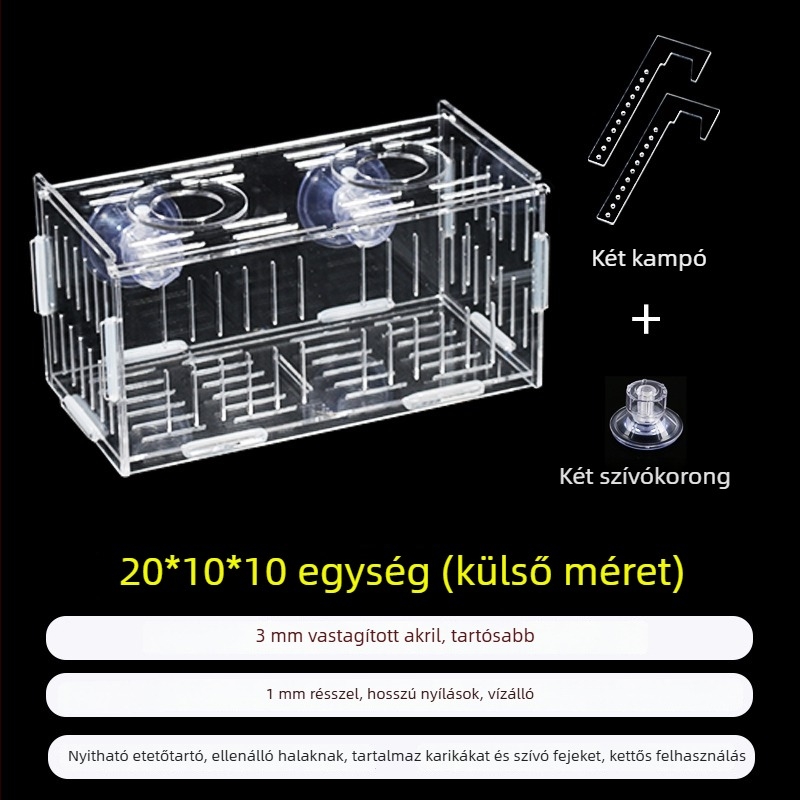 Akril akváriumi inkubáló doboz – többfunkciós, izolált apró halak és garnélák számára, összeszerelt