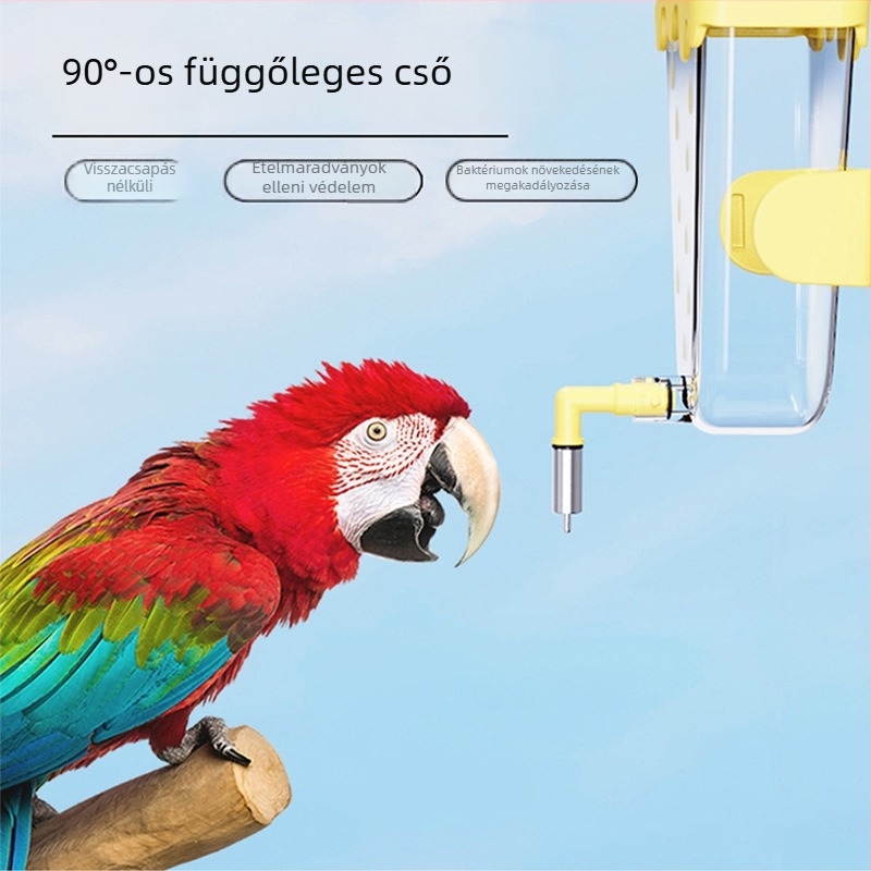 Függő automata madárvíz-adagoló, ABS műanyag, fagylalt forma, papagájok számára