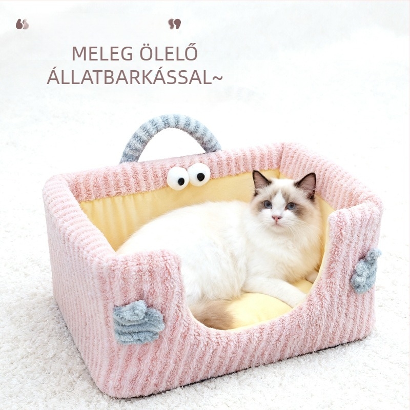 Macskafészek Moon Velvet, félig zárt, levehető és mosható, Bella league márka