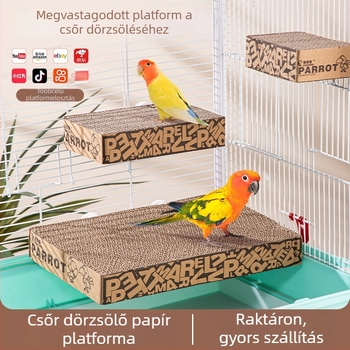 Chengxi papagáj játék karton platformával a csőrt reszeléséhez – ketrec kiegészítő