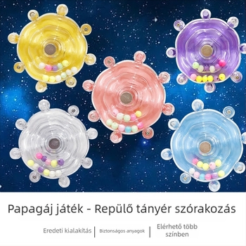 Műanyag papagáj játék forgó UFO kerékkel