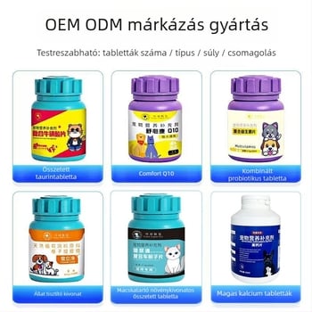 Háziállat-egészségügyi tabletták probiotikumokkal macskáknak, kutyáknak, kisállatoknak és hüllőknek; szőrszálak csomóinak kontrollja; 200 darabos csomag