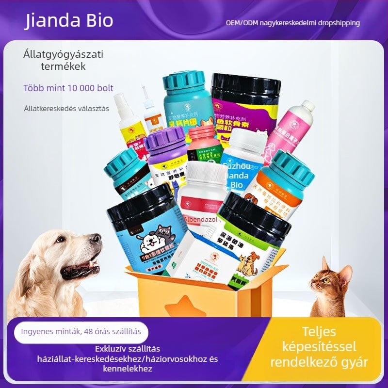 Háziállat-egészségügyi tabletták probiotikumokkal macskáknak, kutyáknak, kisállatoknak és hüllőknek; szőrszálak csomóinak kontrollja; 200 darabos csomag