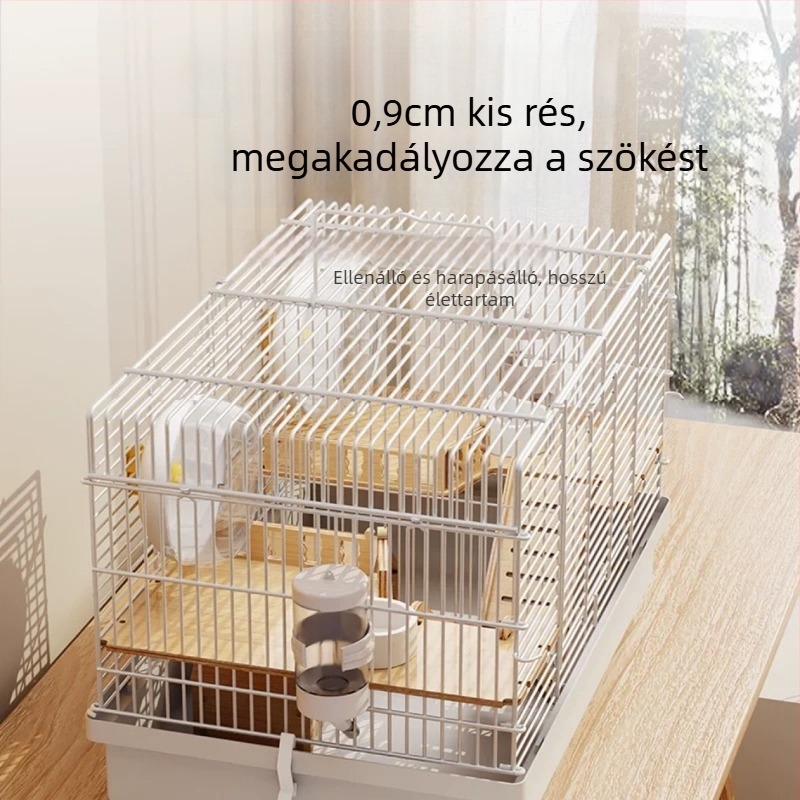 Fém hörcsög ketrec, két különálló rekesszel, osztott kialakítás, Xingxingwen márka, négy évszakra alkalmas.