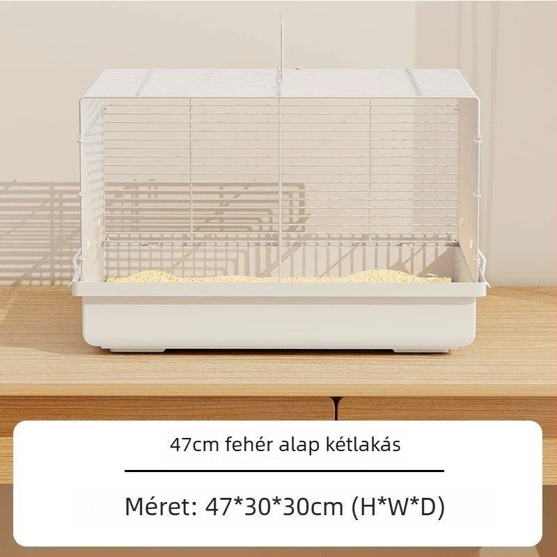 Fém hörcsög ketrec, két különálló rekesszel, osztott kialakítás, Xingxingwen márka, négy évszakra alkalmas.