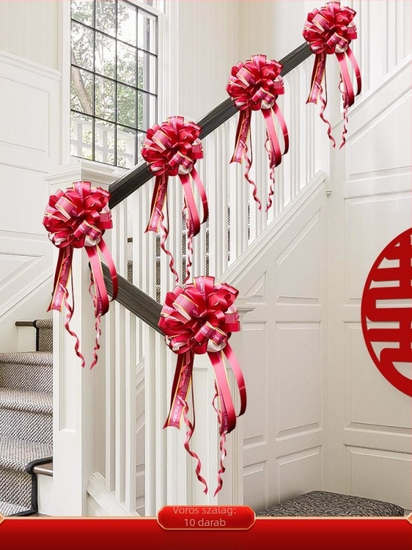 Esküvői lépcsőkorlát dekorációs készlet nem szőtt anyagból, szalaggal és virágokkal; esküvőkre; beltéri dekoráció; márka Orange Nuoyi Bai