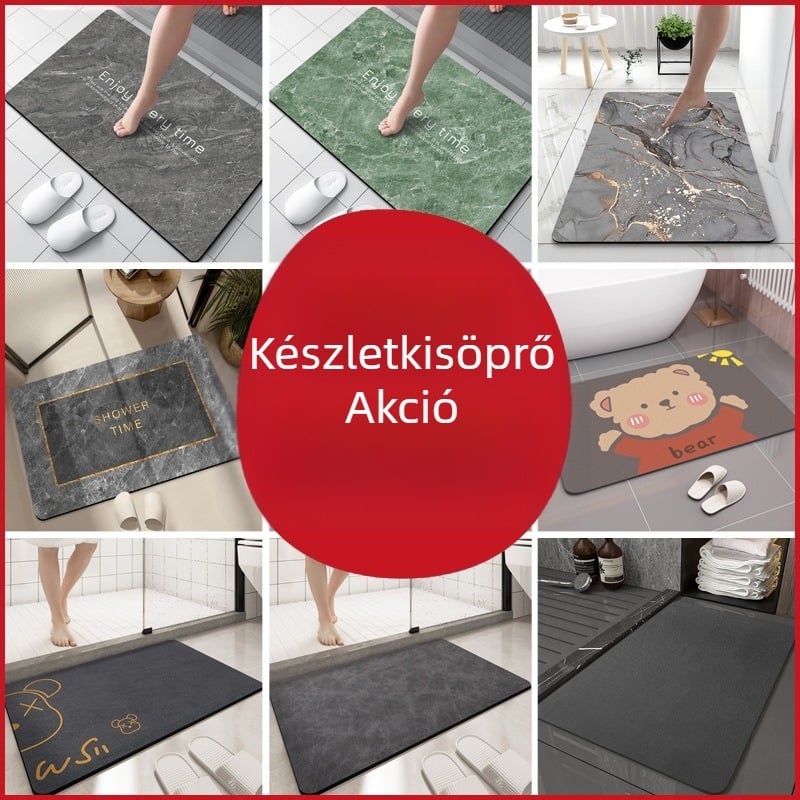 Fürdőszobai szőnyeg – poliészter anyag, kézi mosás, geometriai minta, modern minimál stílus