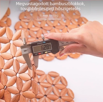 Kör alakú bambusz étkezési alátét, hőálló, egyszínű mintázat, kínai stílus