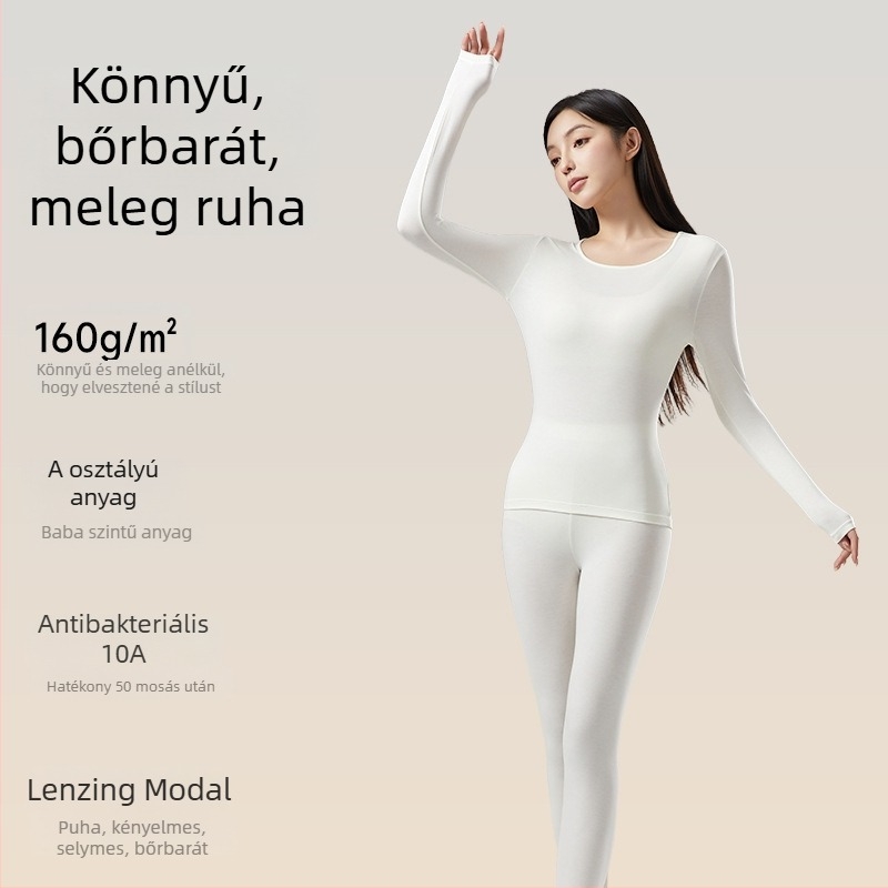 Női Modal termosz alapréteg készlet – vékony, egyrétegű, fűtés, antibakteriális, 51,5% Modal