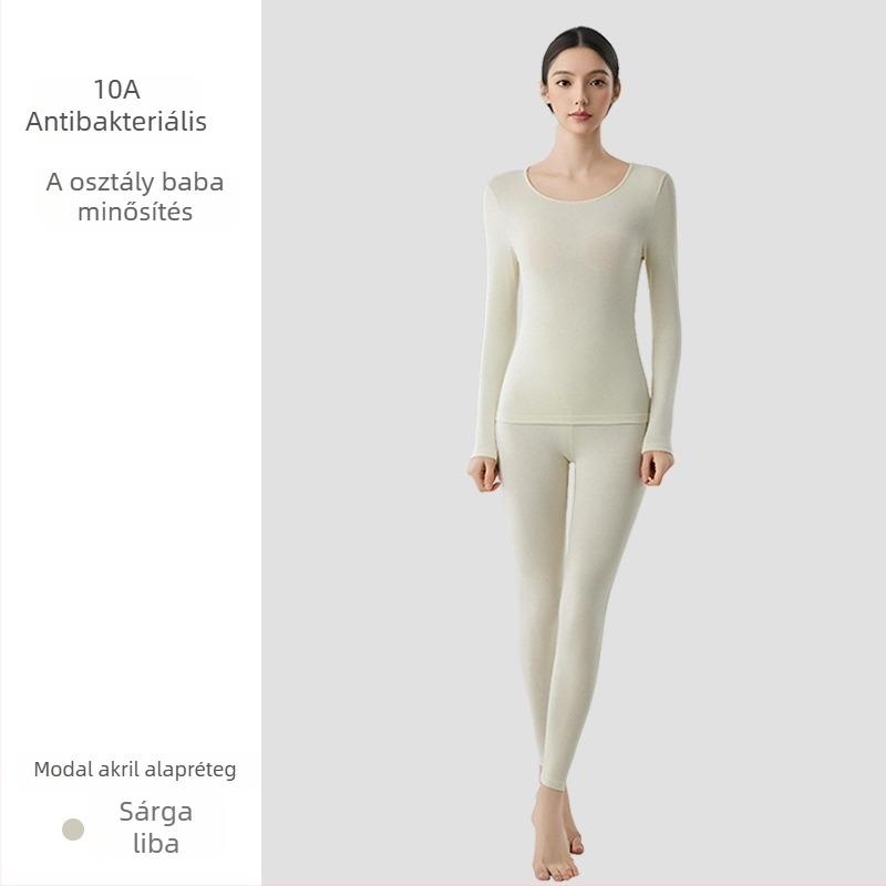Női Modal termosz alapréteg készlet – vékony, egyrétegű, fűtés, antibakteriális, 51,5% Modal