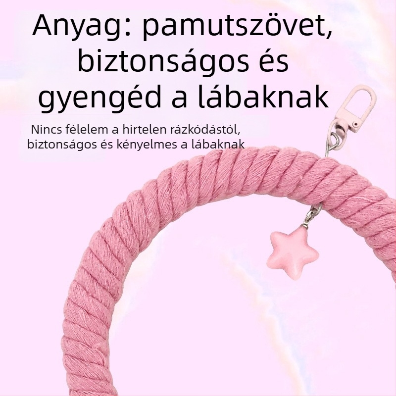 Papagáj hintázó játék pamutszálas gyűrűkkel, Tiger Skin Peony mintával, madárketrec kiegészítő