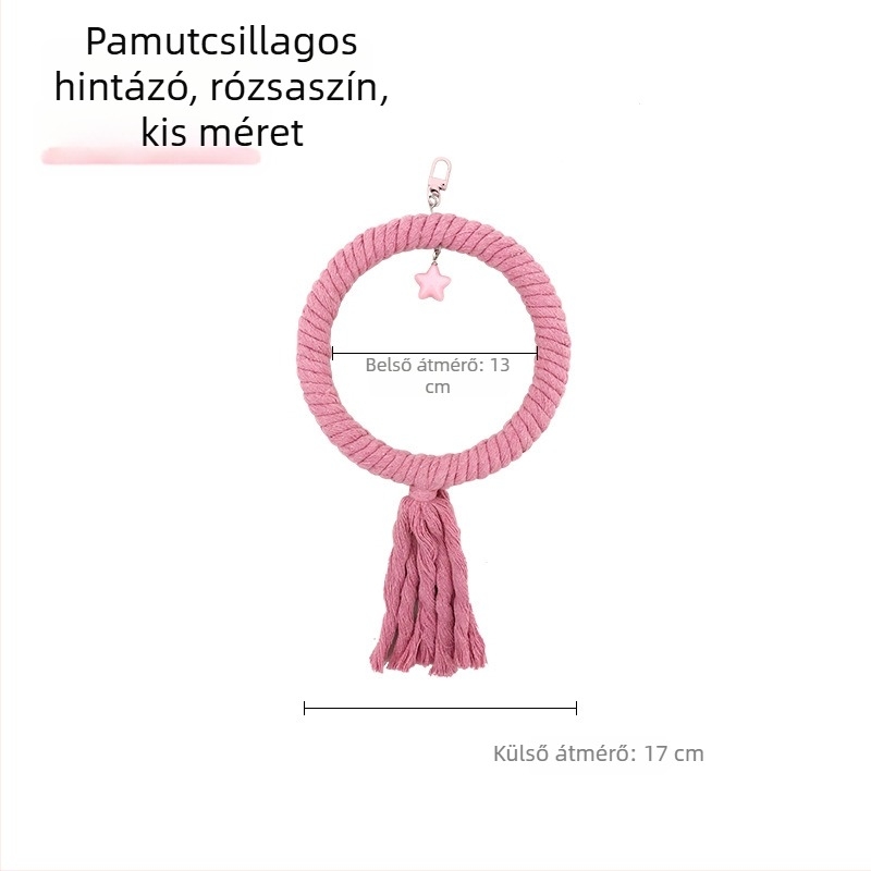 Papagáj hintázó játék pamutszálas gyűrűkkel, Tiger Skin Peony mintával, madárketrec kiegészítő