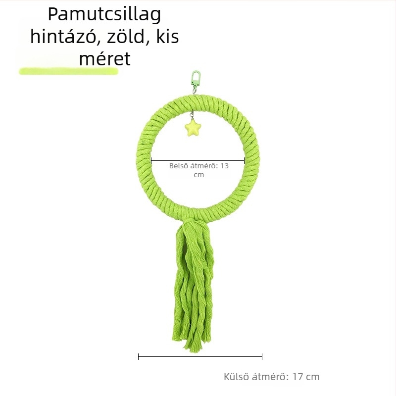 Papagáj hintázó játék pamutszálas gyűrűkkel, Tiger Skin Peony mintával, madárketrec kiegészítő