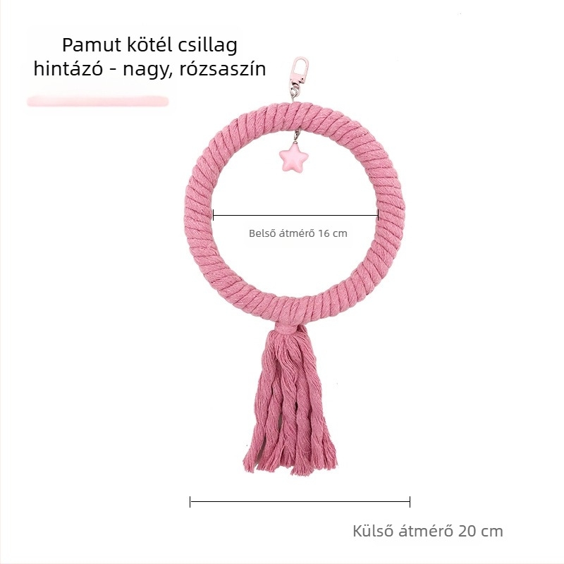 Papagáj hintázó játék pamutszálas gyűrűkkel, Tiger Skin Peony mintával, madárketrec kiegészítő