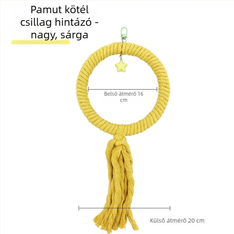 Papagáj hintázó játék pamutszálas gyűrűkkel, Tiger Skin Peony mintával, madárketrec kiegészítő