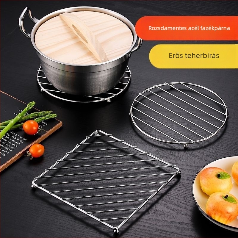 Rozsdamentes acél konyhai fazékfogó és alátét, kör vagy négyszög alakú, modern minimalist stílus