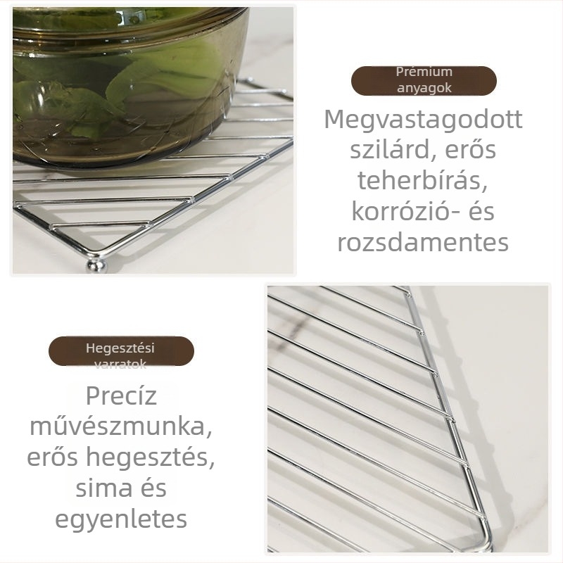Rozsdamentes acél konyhai fazékfogó és alátét, kör vagy négyszög alakú, modern minimalist stílus