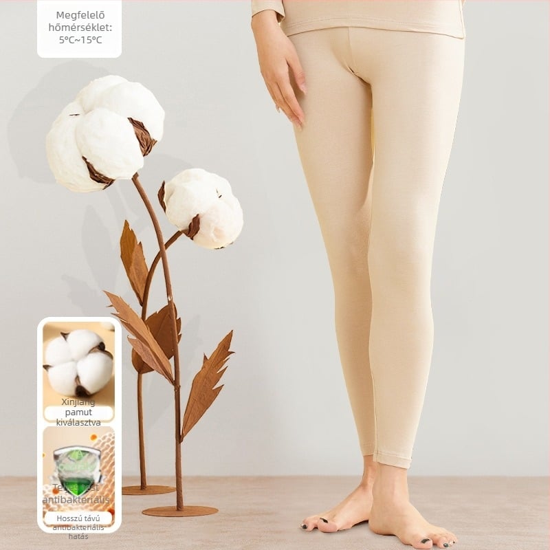 Női termikus alsó- és felső készlet, 95% pamut, antibakteriális, kerek nyakú, pulóver felső