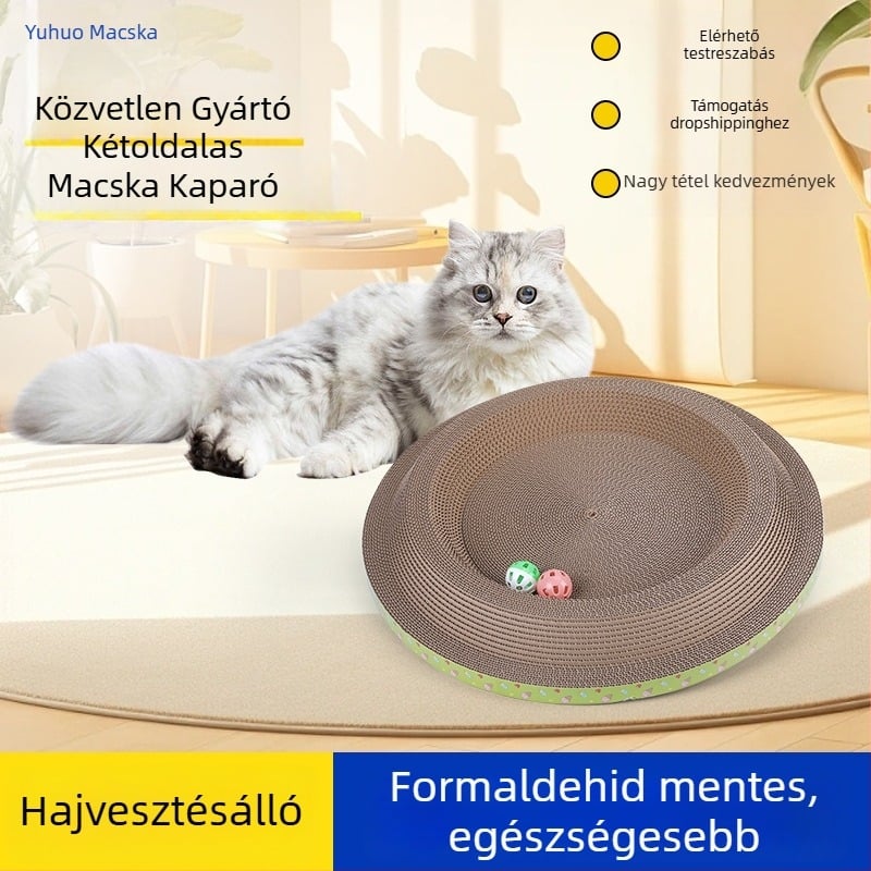 Kétoldalas macska karmoló deszka és fészek-játék, vastag B-hullám kartonból, aranyos stílus, csomag 23–30 darab