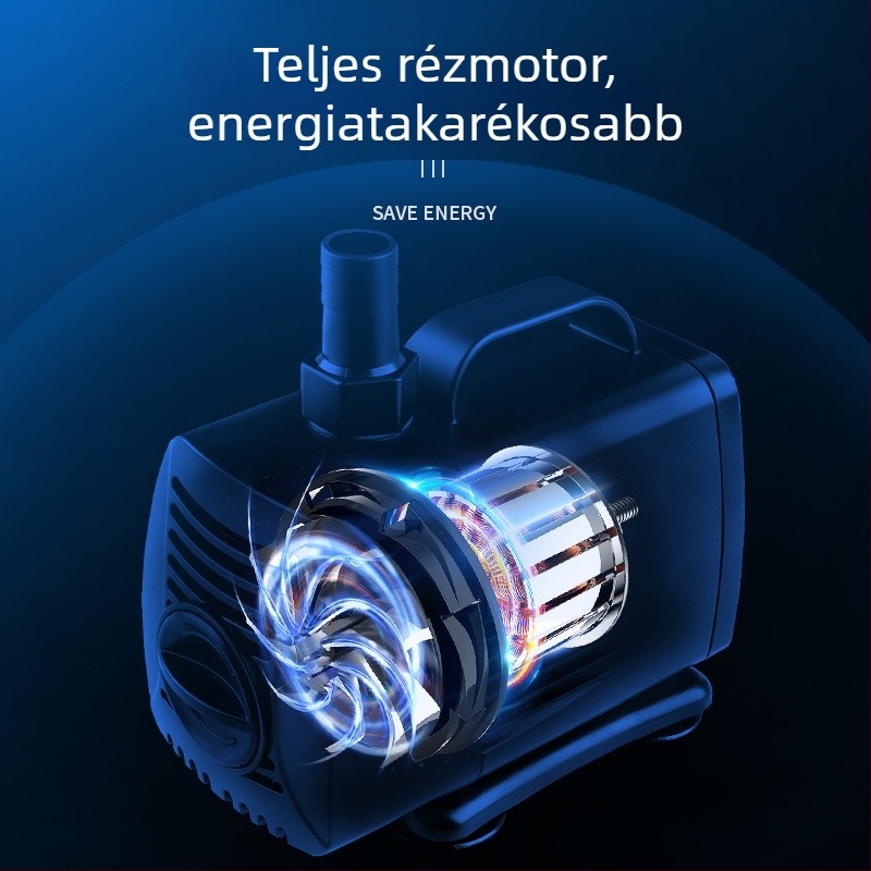 Merülő szivattyú akváriumhoz, oldalsó szívóval, keringetésre és szűrésre, amfibikus kialakítás, rendkívül csendes