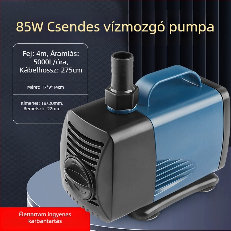 Merülő szivattyú akváriumhoz, oldalsó szívóval, keringetésre és szűrésre, amfibikus kialakítás, rendkívül csendes