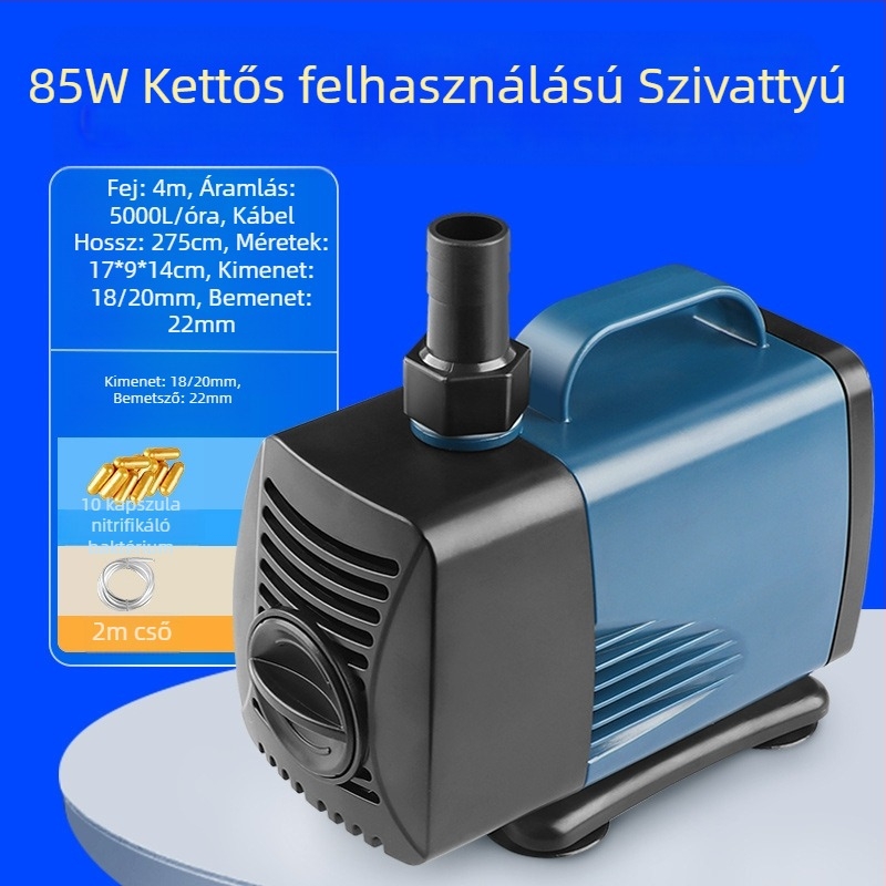 Merülő szivattyú akváriumhoz, oldalsó szívóval, keringetésre és szűrésre, amfibikus kialakítás, rendkívül csendes