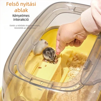 Hámsterketrec, PP anyag, téglalap alakú, kivehető dizájn, rajzfilm-stílus