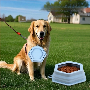 Szilikon összecsukható tál kutyáknak és macskáknak, kifolyás elleni védelem, hordozható kültéren, függő etető- és itatál