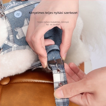 Wakytu denim mellkas-hám háziállatoknak – mellény-stílusú hám, szakadásálló, kutyáknak és macskáknak