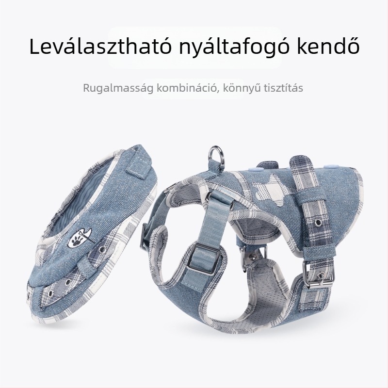 Wakytu denim mellkas-hám háziállatoknak – mellény-stílusú hám, szakadásálló, kutyáknak és macskáknak