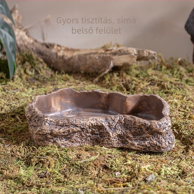 Hüllők számára etető- és itatóedény kőhatású fürdőmedencével (Anyag: Lengyel cement; Márka: Shuo ni; Alkalmas: hüllők; Licencelt magánmárkák: Igen)