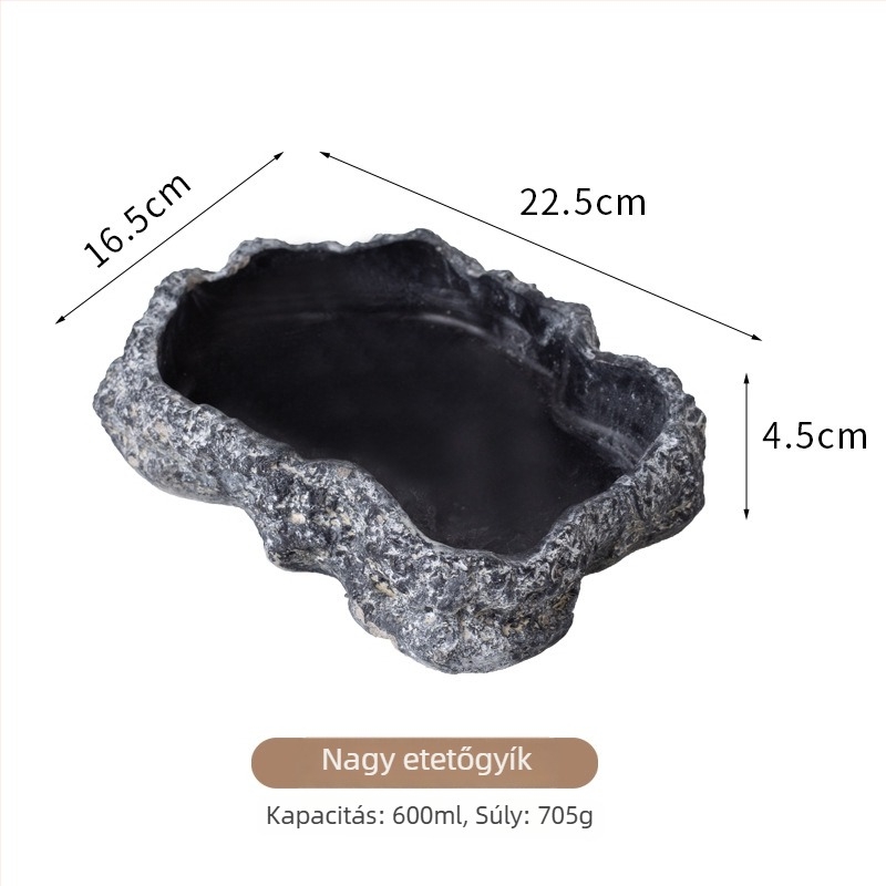 Hüllők számára etető- és itatóedény kőhatású fürdőmedencével (Anyag: Lengyel cement; Márka: Shuo ni; Alkalmas: hüllők; Licencelt magánmárkák: Igen)