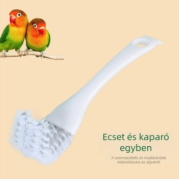 Madárketrec-takarító készlet — kefével és ürülék-lapáttal, többfunkciós, műanyag, márka Happy Pet Paradise
