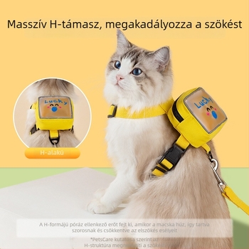 Macska mellkasi hám pórázhoz – Mini hátizsák-stílusú design, állítható, vászon és webbing anyag, márka Nerve cat