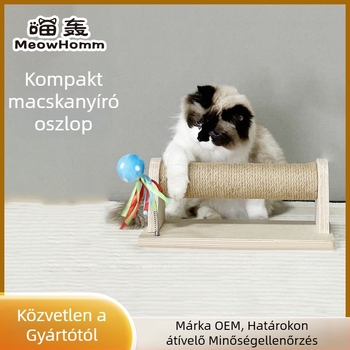 Fából készült macska karmoló oszlop, 18 mm bükkfa többrétegű lemezből, nagy macskáknak megfelelő, kaparásálló kenderkötél oszlopokkal, biztonságos és nem mérgező