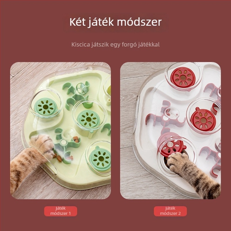 Macskáknak és kutyáknak szóló rejtett ételes oktató játék, ABS+PET anyag, átlátszó gömb, automatikus etetés
