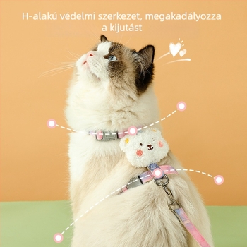 Macska mellkas-hám aranyos medve kiegészítővel, anyag: Nylon ötvözet ABS, mellkas pánt, macska póráz