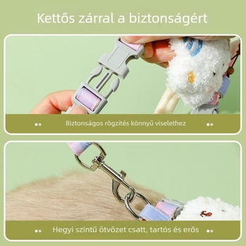 Macska mellkas-hám aranyos medve kiegészítővel, anyag: Nylon ötvözet ABS, mellkas pánt, macska póráz