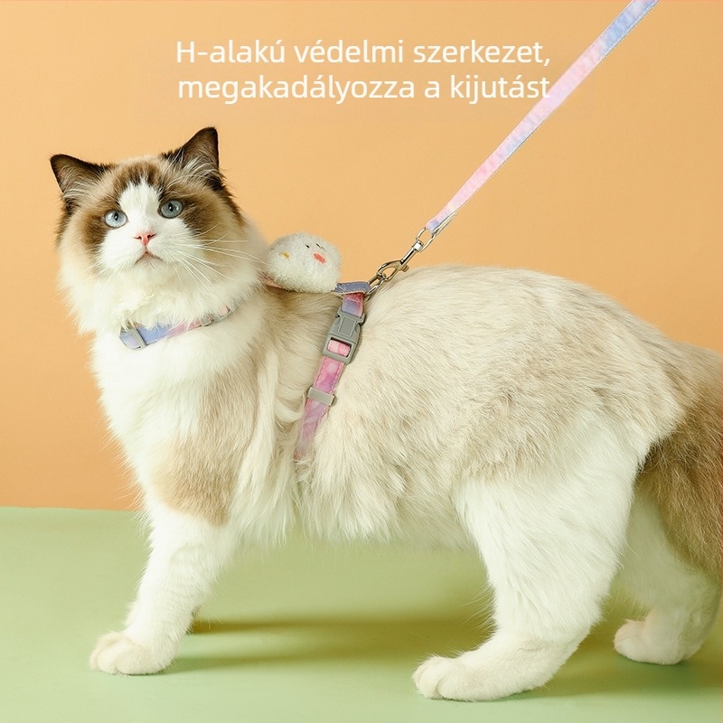 Macska mellkas-hám aranyos medve kiegészítővel, anyag: Nylon ötvözet ABS, mellkas pánt, macska póráz
