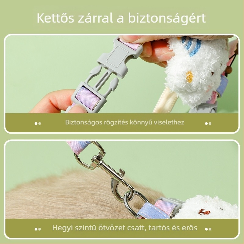 Macska mellkas-hám aranyos medve kiegészítővel, anyag: Nylon ötvözet ABS, mellkas pánt, macska póráz
