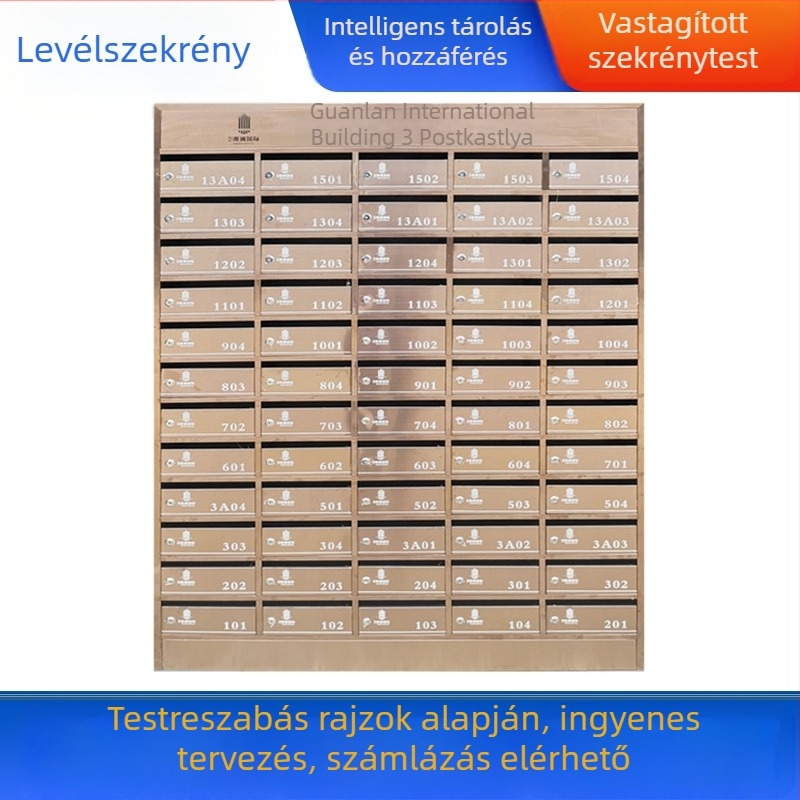 Több rekeszes lakópostaláda rozsdamentes acélból, zr-018 modell, Zhen Rui, falra szerelhető beltéri és kültéri használatra