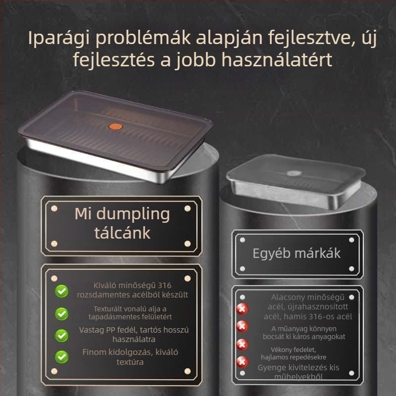 316 rozsdamentes acélból készült gombóc tároló doboz fedéllel, multifunkciós hűtő-/fagyasztó tartó, vastag tömítés