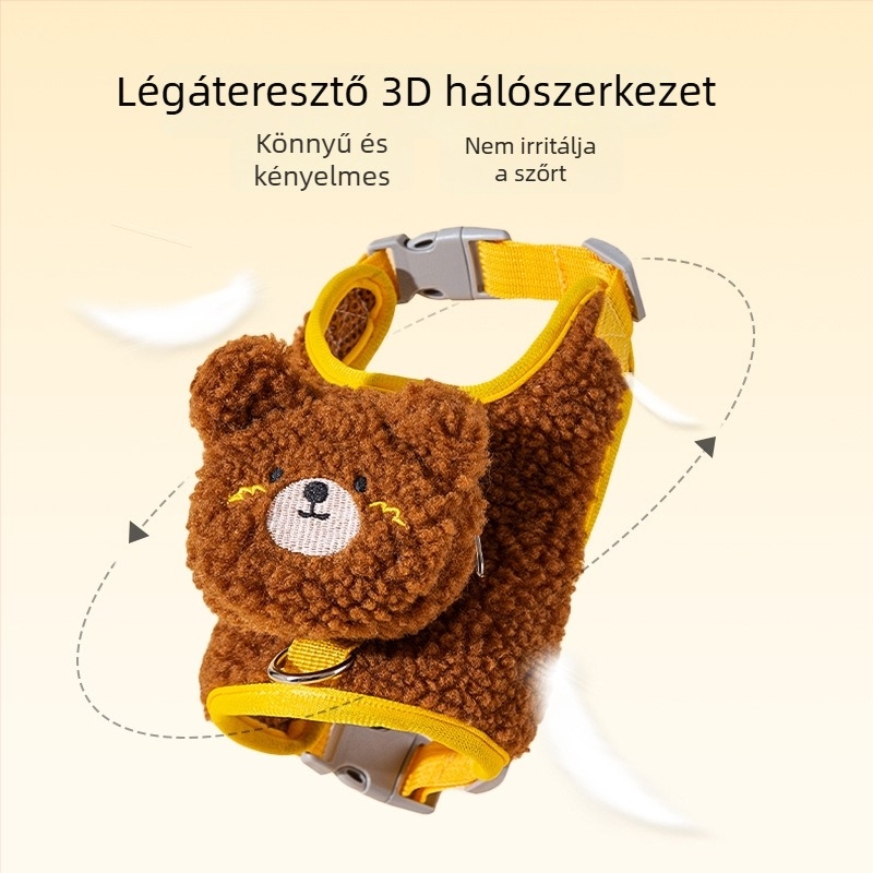 Macska mellény-stílusú póráz, gyapjú kapszula szövet és lélegző hálóval, nem visszahúzható, őszi-téli.