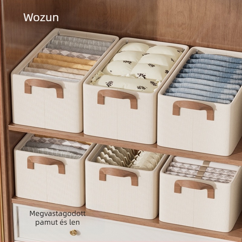 Garderóbba helyezhető tároló doboz, pamut- és lenvászonból készült ruhák szervezője, ágynemű és alsónemű tároló, nadrágok rendezője (Anyaga: pamut és len; Stílus: egyszerű; Privát Márka: Nem)