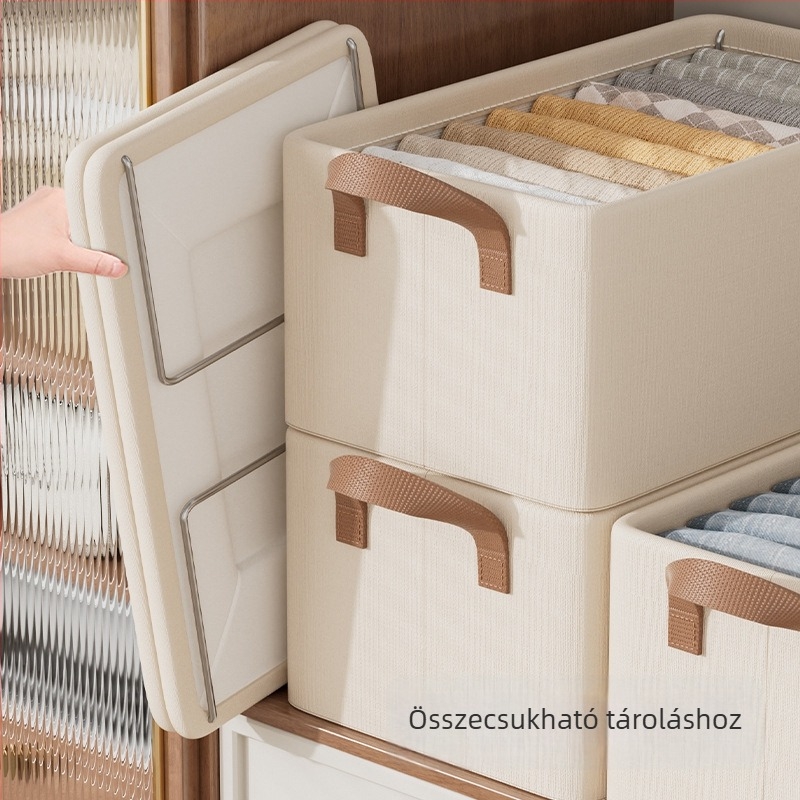 Garderóbba helyezhető tároló doboz, pamut- és lenvászonból készült ruhák szervezője, ágynemű és alsónemű tároló, nadrágok rendezője (Anyaga: pamut és len; Stílus: egyszerű; Privát Márka: Nem)