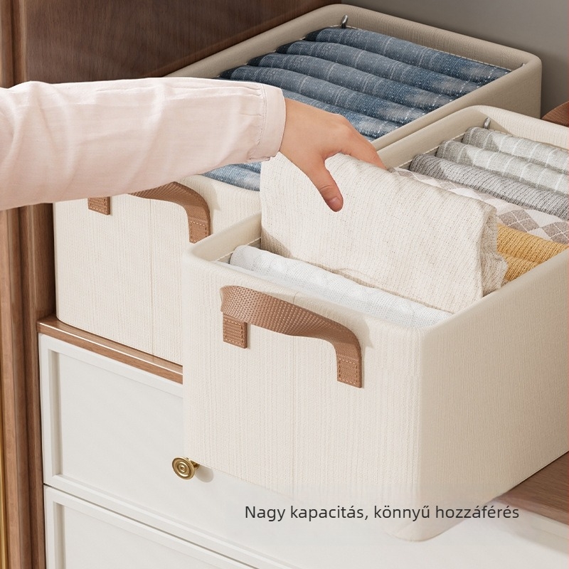 Garderóbba helyezhető tároló doboz, pamut- és lenvászonból készült ruhák szervezője, ágynemű és alsónemű tároló, nadrágok rendezője (Anyaga: pamut és len; Stílus: egyszerű; Privát Márka: Nem)