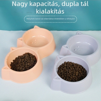 Macska kettős tál – etetésre és ivásra, anti-tip, műanyag, Yunce márka